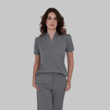 Women's Y-zip Collar Scrub Top