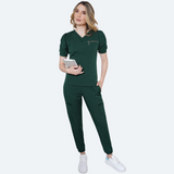 Women's Elastic Waistband Multiple Pockets Scrub Pant