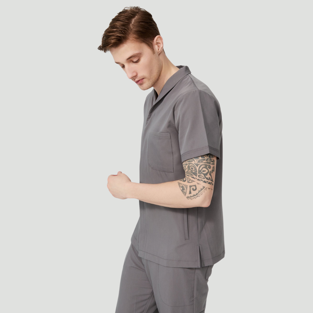 Men's Mostra Collar Three Pockets Scrub Top