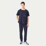 Men's Square Collar Three Pockets Scrub Top