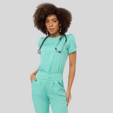 Women's Crew Neck Tulip Sleeve Scrub Top