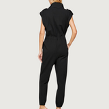 Women's High Neck Folded Sleeves with Epaulettes Jumpsuit