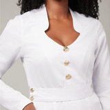 Women's Priest Collar Button-up Lab Coat