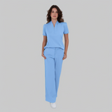 Women's Y-zip Collar Scrub Top