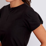 Women's Short Sleeve Crew Neck Zipper Scrub Top